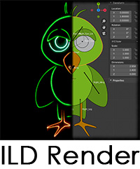 ILD Render Logo - sortie laser dynamique de Blender et Inkscape