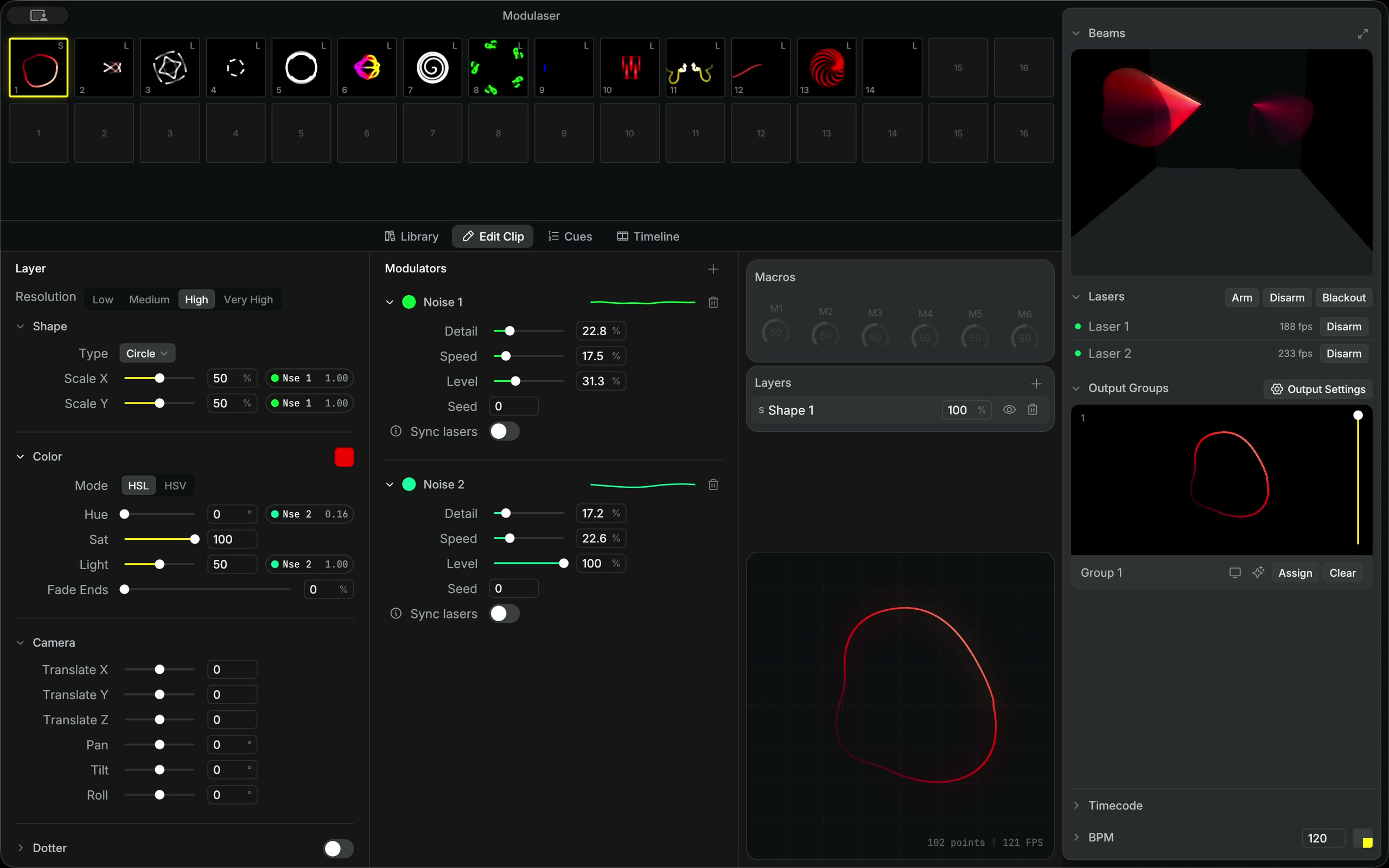Modulaser laser-show software interface