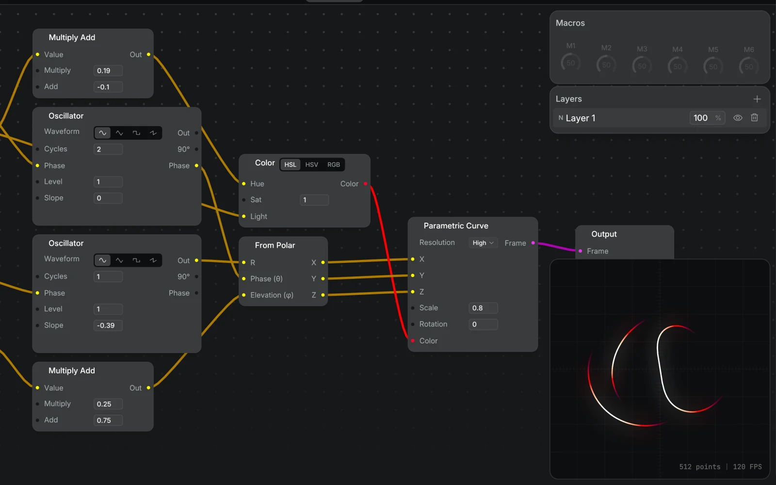 Modulaser node graph editor