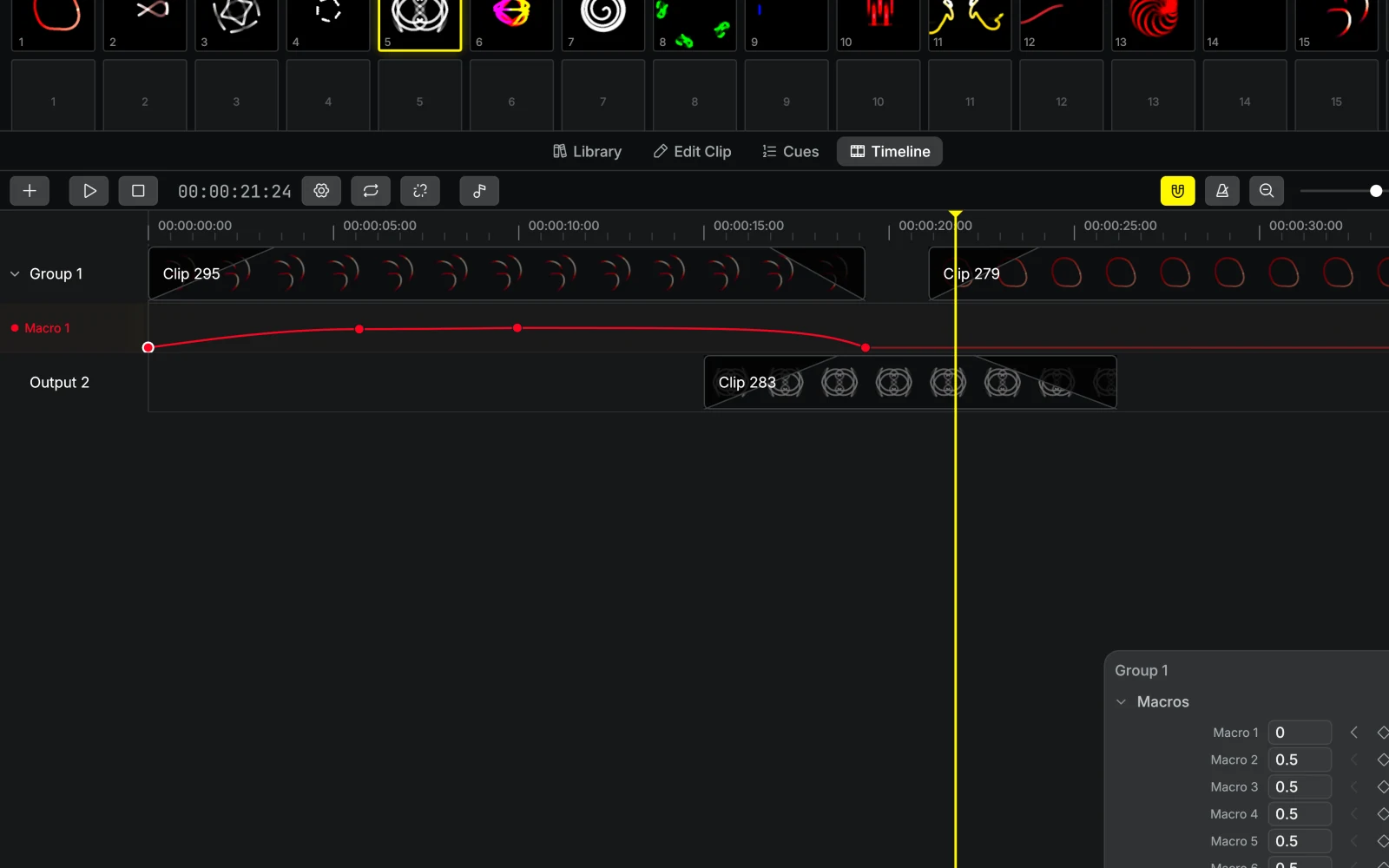 Modulaser timeline and cue interface