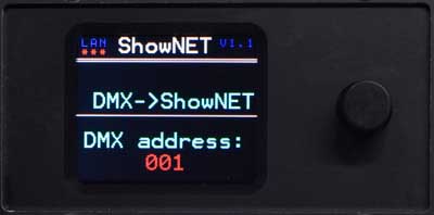 ShowNET display DMX address select