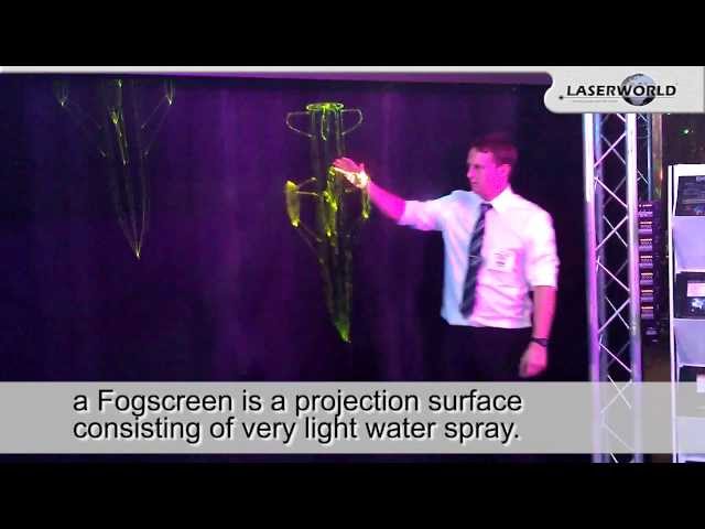 Example show laser light application: Laser projection on Fogscreen