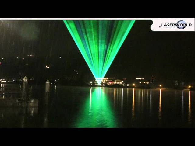 Laser show demonstration over a lake somewhere in Bavaria | Laserworld