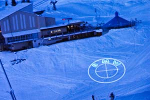 Arosa, Suisse - ski slope laser installation - 2